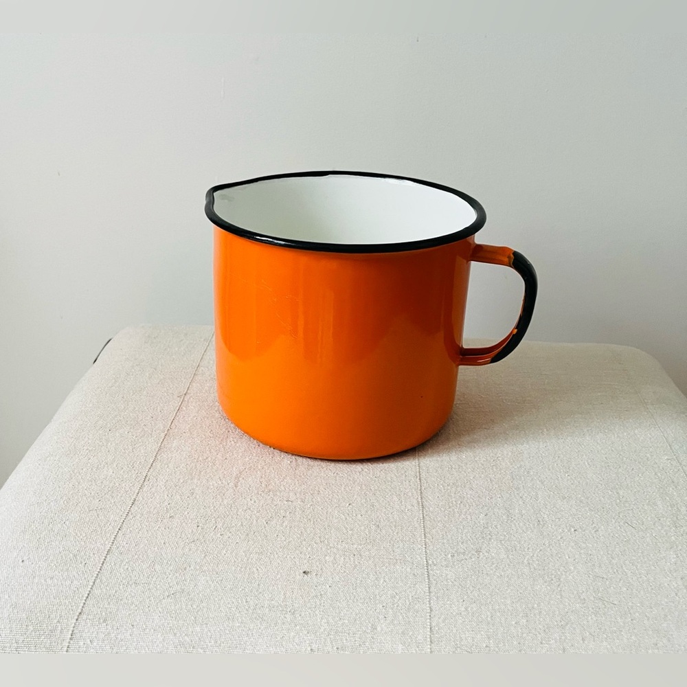 Vintage Orange Enamelware Mug from Poland 14